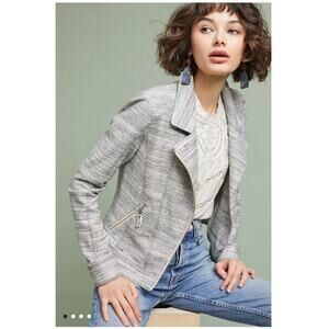 Anthropologie Caitlin Moto Jacket Grey Size Medium